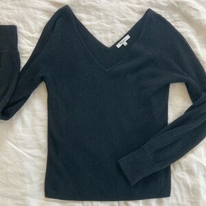 Madewell Deep Black V-Neck Sweater